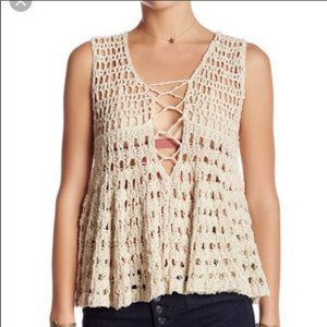 Free People Crochet Knit Boho Tank Top